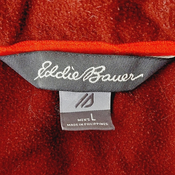 Eddie Bauer Two Tone Red Cozy Soft Fleece and Nylon Puffer Jacket P3685 - Picture 6 of 9